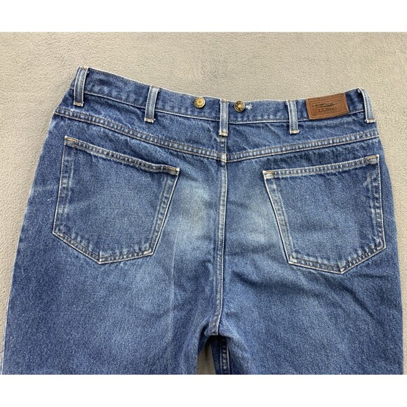LL Bean Natural Fit Denim Jeans Men's Size 38X29 Distressed Suspender Buttons - Picture 9 of 16